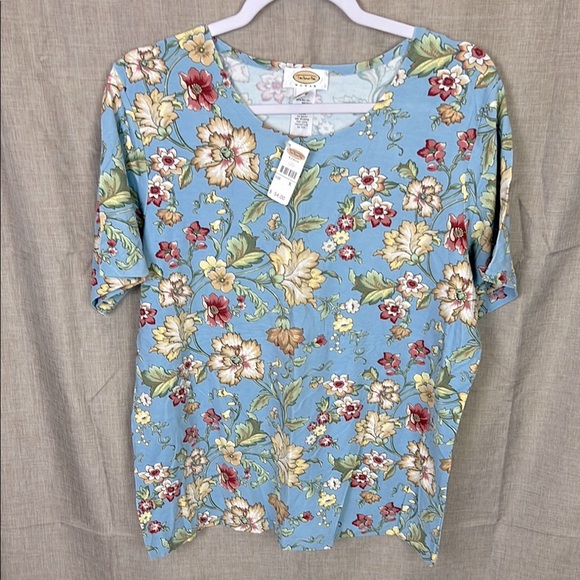 Talbots New Woman’s Size X  Floral Print Short Sleeve Stretchy Top - Picture 1 of 6
